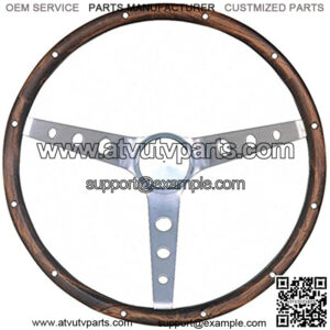 966-0 Classic Nostalgia Style Steering Wheel with Walnut Grip and Brushed Stainless Spokes