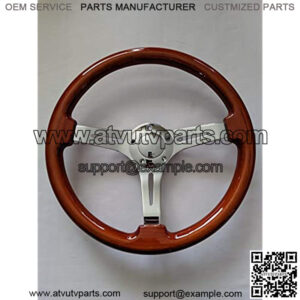 15" Mahogany Wood & Chrome 3-Spoke Steering Wheel