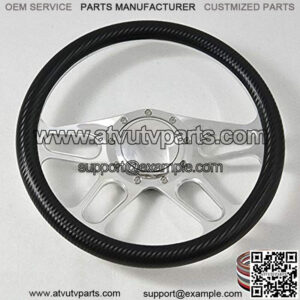 14" Polished Billet Steering Wheel With Carbon Fiber Half Wrap and Horn Button