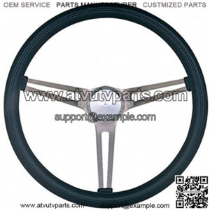 969-0 Classic Nostalgia Style Steering Wheel with Black Foam Grip and Brushed Stainless Spokes