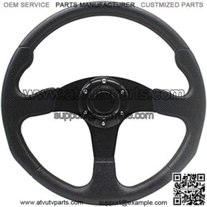 13.8inch/350mm Universal Racing Steering Wheel 6 Bolts Grip Vinyl Leather Aluminum Steering Wheel with Horn Button Universal Fit for Most Car (Black)