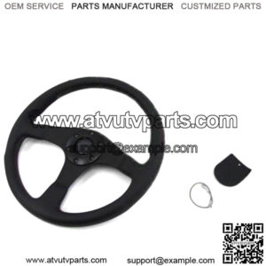 Steering Wheel Tuner 350mm Black Leather Horn Button Red Stitch