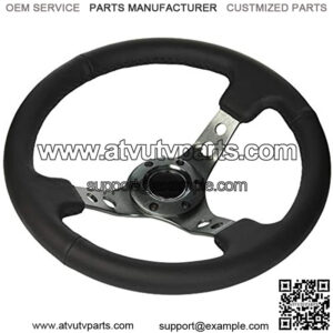 RST-006GM forced Steering Wheel (350mm Sport Steering Wheel (3" Deep) - Gun Metal Spokewith Round holes/Black Leather)