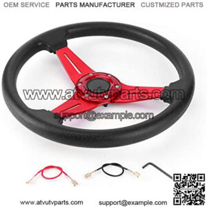 Steering Wheel,350mm/14in Racing Car Drifting Steering Wheel Replacement Universal Modified Accessory(Red)