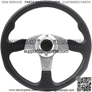 13.8inch/350mm Universal Racing Steering Wheel 6 Bolts Grip Vinyl Leather Aluminum Steering Wheel with Horn Button Universal Fit for Most Car (Silver)