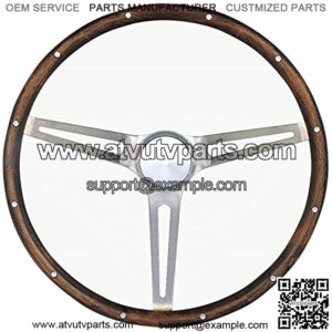 967-0 Classic Nostalgia Style Steering Wheel with Hardwood Grip and Brushed Stainless Spokes