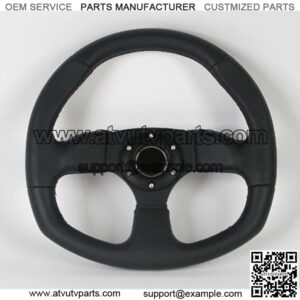 Steering Wheel - 09 (Flat Bottom) - 320mm (12.60 inches) - Black Leather/Oval - Part # ST-009R