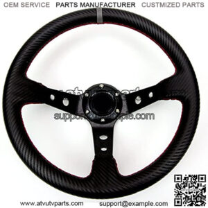 350mm Deep Dish 6 Bolt PU Carbon Fiber Steering Wheel (Universal)