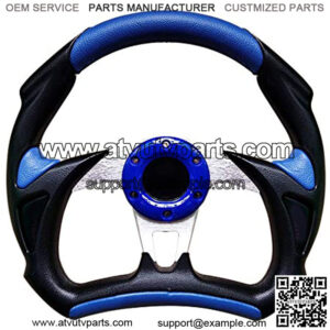 Universal Fit 320mm/12.5 inch Diameter Racing Style Leather Steering Wheel Interior Steering Wheel (Blue)