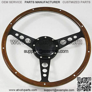 14" Classic Steering Wheel Black Anodized Spoke 9 Rivets with Horn Button