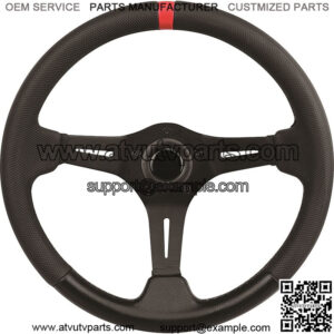 3-Spoke Black and Red 13.75" Golf Cart Steering Wheel