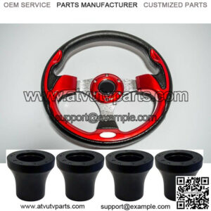 Ultra Red Golf Cart Steering Wheel W/ Hub Adapter Black For EZGO Club Car Yamaha