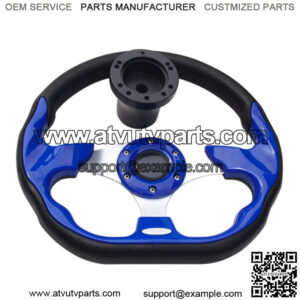 Ultra Blue Golf Cart Steering Wheel W/ Adapter For EZGO Medalist TXT RXV Models