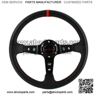 For Polaris RZR Can-Am Yamaha Deep Dish 2.75" Steering Wheel Black Red Stitching