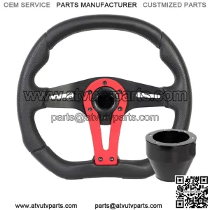 Force Steering Wheel Black w/ Red Accent Can-Am Polaris + Black Hub