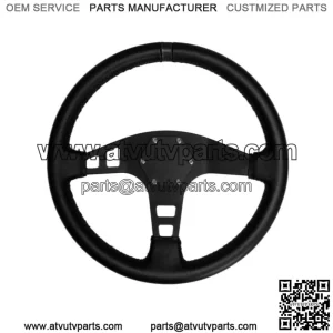 PRP Flat Leather Steering Wheel Black Stripe For Polaris RZR/Can-Am Maverick