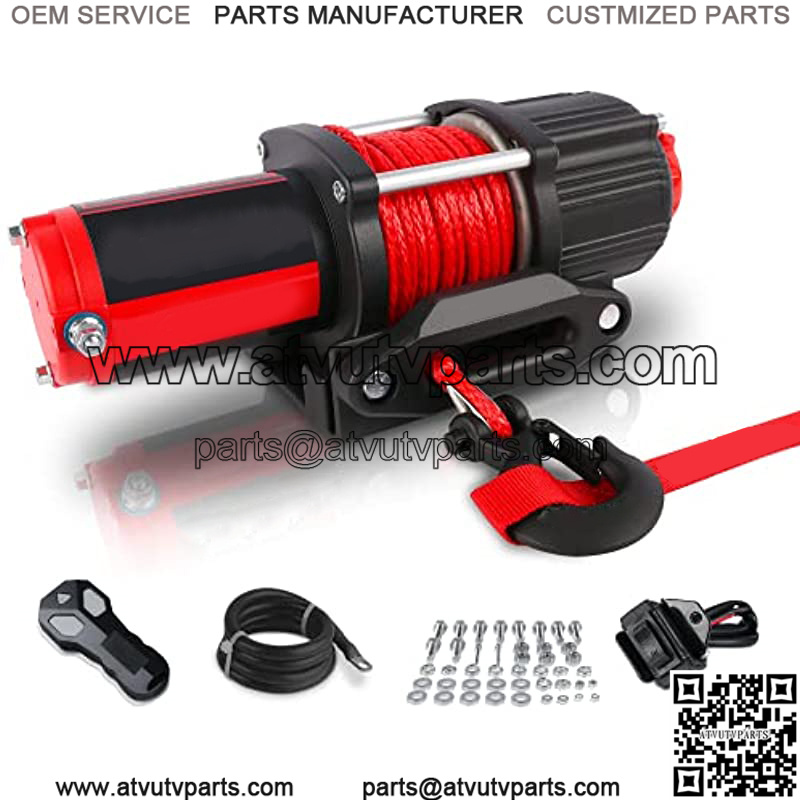 12V 4500LBS Synthetic Rope Electric Winch for Towing ATV/UTV Off Road with Mounting Bracket Wireless Remote