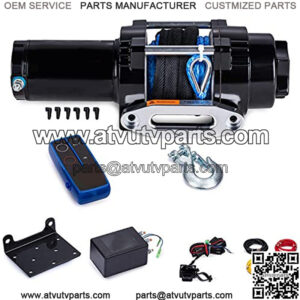 4500Lbs 12 Volts Electric Winch, Winch for ATV/UTV/Boat, 4500Lbs /2041kg Electric Winch Kit, with 15m/49ft Winch Synthetic Rope, Towing Off-Road Electric Winch Recovery kit (4500Lbs Black H)