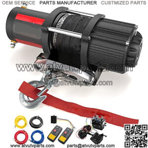 12V 4500LBS Electric Synthetic Rope ATV Winch Kits for Towing ATV/UTV Off Road Trailer with Wireless Remote Control Mounting Bracket