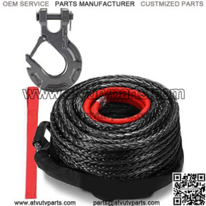 Synthetic Winch Rope Cable Kit: 1/2" x 92 ft 31500LBS Winch Line with Protective Sleeve + Forged Winch Hook + Safety Pull Strap go for 4WD Off Road Vehicle Truck SUV Jeep ATV UTV