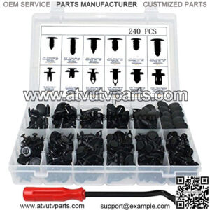 240 Pcs Push Retainer Kit and Free Fastener Remover,Assortment Universal Retainer Clips Push Type Retainers Set in Case Fits For GM Ford Toyota Honda Chrysler