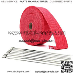 Red LAVA EXHAUST PIPE HEAT WRAP 1" x 50' MOTORCYCLE HEADER INSULATION