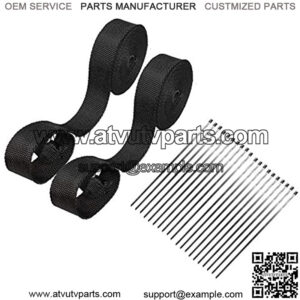 2 Roll 2" 50 Feet Black Fiberglass Exhaust Heat Wrap Roll for Motorcycle Manifold Header Pipe Heat Wrap Tape with Stainless Ties (Will Lose Color)