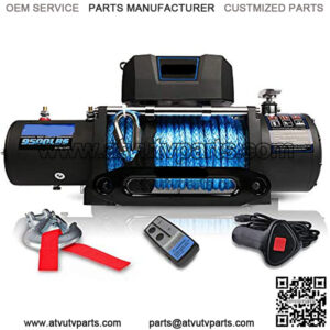 12V Winch High Load Capacity Electric Winch Kit Steel Cable or Synthetic Rope for ATV UTV with Hawse Fairlead Waterproof IP67 with Wireless Remotes (9500LBS, Synthetic Rope)