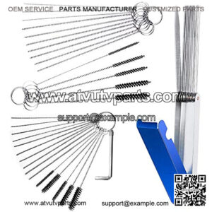 4 Set Carburetors Carbon Dirt Jet Remove Cleaner, FineGood 13 Cleaning Wires Set, 20 Cleaning Needles, 10 Nylon Brushes, 1 Stainless Steel Wrench Tool Kit for Motorcycle ATV Moped Welder Carb