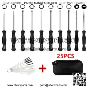 25Pcs Carburetor Adjusting Tool Carb Splined Screwdriver & Cleaning Brush Kit