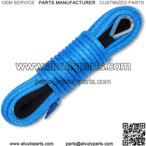 1/4 Inch x 50 Feet 10,000LBs Synthetic Winch Line Cable Rope with Black Protecing Sleeve for ATV UTV (Blue)