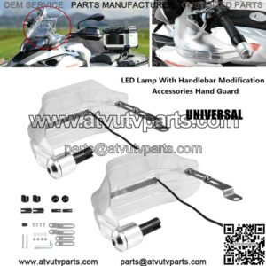 2X Motorcycle Handle Bar Hand Guard Protector Wind Deflector ATV Handy LED Lamp