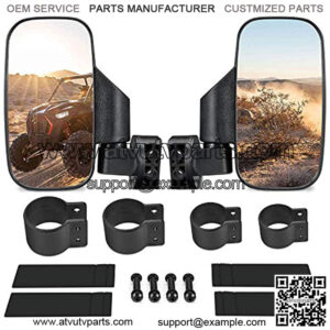UTV Side View Mirrors with 1.75" to 2" Roll Bar Cage, Adjustable Rear View Side Mirror for Polaris RZR, Kawasaki Teryx, Yamaha and YXZ, RZR 2020