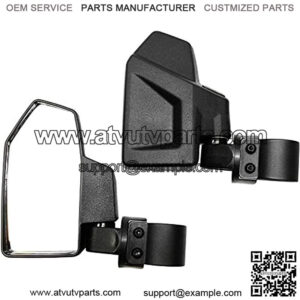 Rear View Side Mirror Kit for UTV (2 Pack) Fits 1.6" - 2" Round Roll Cage Bar Break Away and Adjustable - High Shatter Proof Tempered Glass (Driver and Passenger Side)