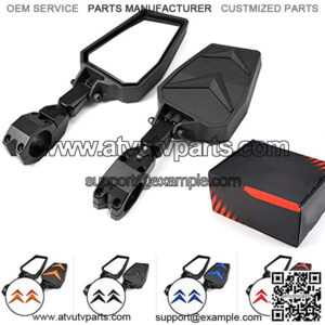 UTV RZR Side Mirrors Rear View Mirrors Fits 1.75- 2" Roll Bar Compatible with Polaris RZR 800 900 1000 XP Turbo Teryx Yamaha w/Black Orange Blue Red Inserts, Adjustable Aluminum Clamp