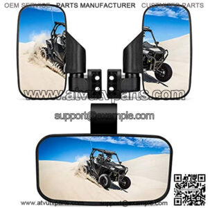 UTV Side Mirrors And Center Mirror with 1.75" to 2" Roll Bar Cage, Adjustable Rear View Side Mirrors Compatible with Polaris RZR, Commander Maverick X3, Viking, , Kawasaki Teryx