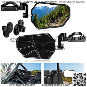 Universal UTV Aluminum Side Mirrors Compatible with Can Am Defender Commander Polaris Talon Yamaha Kawasaki Adjustable 1.65-2" Roll Cage, work with the windshield / Doors