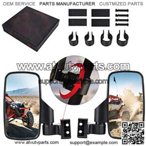 UTV Mirrors Side View 360?? Rotate UTV Side Mirrors for 1.65 to 2 inch Roll Bar Cage, Adjustable Side by Side Mirrors for Kawasaki Mule Honda Pioneer Polaris RZR Kawasaki Teryx Polaris Ranger