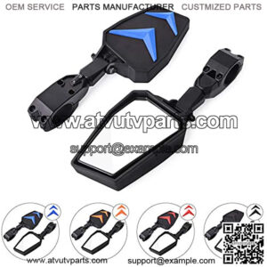 UTV Mirror - Adjustable Side View Mirrors with Black Red Blue Orange Inserts Compatible for 1.75 to 2 inch Roll Bar Polaris Ranger, RZR 800 900 1000 XP, Yamaha