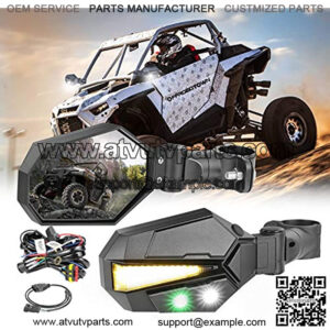 UTV Sideview Lighted Mirror Kit, Side View Mirror for 1.75-2 Inch Roll Bar Adjustable Rear View Mirror for Polaris RZR, Side by Side, CAN-AM, Kawasaki Teryx, Yamaha and YXZ, RZR 2020