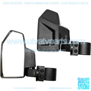 Rear View Side Mirror Kit for UTV (2 Pack) Fits 1.6" - 2" Round Roll Cage Bar Break Away and Adjustable - High Impact Shatter Proof Tempered Glass (Driver and Passenger Side)