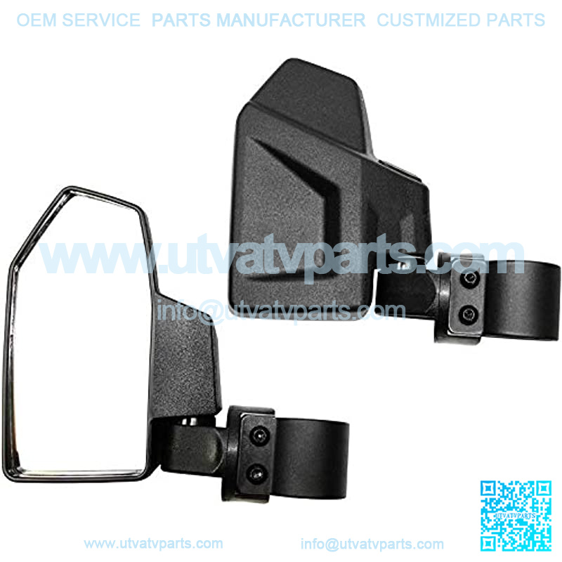 Rear View Side Mirror Kit for UTV (2 Pack) Fits 1.6" - 2" Round Roll Cage Bar Break Away and Adjustable - High Impact Shatter Proof Tempered Glass (Driver and Passenger Side)