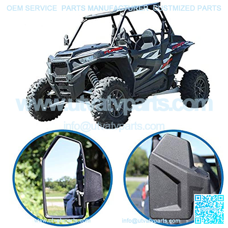 Rear View Side Mirror Kit for UTV (2 Pack) Fits 1.6" - 2" Round Roll Cage Bar Break Away and Adjustable - High Impact Shatter Proof Tempered Glass (Driver and Passenger Side) - Image 2