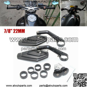 2 X Universal Motorcycle ATV Scooter 7/8" 22mm Handle Bar Rearview Side Mirrors
