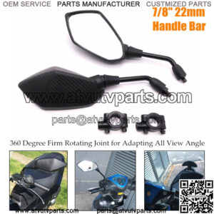 7/8" 22mm Handle Bar End Rearview Side Mirrors Universal Motorcycle ATV UTV 360