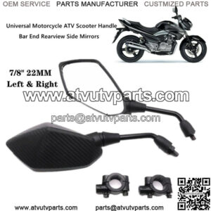 7/8" L&R Motorcycle ATV Scooter Universal Handle Bar End Rearview Side Mirrors