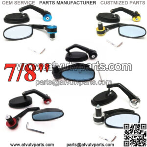 Motorcycle ATV Scooter 7/8" Handle Bar End Rearview Side Mirrors