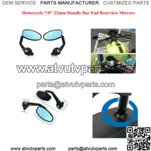 22mm Motorcycle ATV Bike Scooter Handle Bar End Rearview Mirrors Universal New