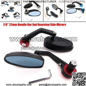 2x Universal Motorcycle ATV CNC 7/8" Handle Bar End Rearview Side Mirror Scooter