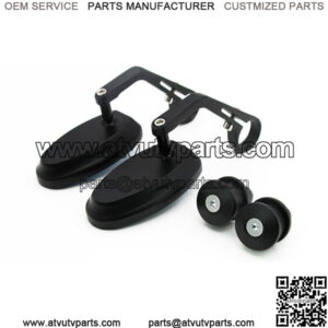 2 Universal Motorcycle ATV Black 7/8" 22mm Handle Bar End Rearview Side Mirrors